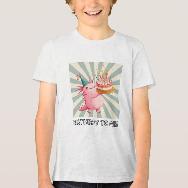 Axolotl Geburtstag Tri-Blend Shirt (Vorderseite)