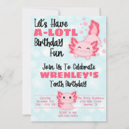 Axolotl Geburtstagsparty Einladung Pink