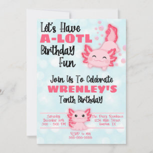Axolotl Geburtstagsparty Einladung Pink
