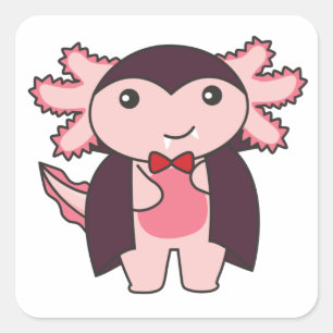 Axolotl Halloween Niedlich Devil Vampire Kostüm Sq Quadratischer Aufkleber