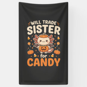 Axolotl Halloween Süßigkeiten Tausch Vektor Design Banner