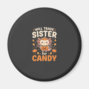 Axolotl Halloween Süßigkeiten Tausch Vektor Design Magnet