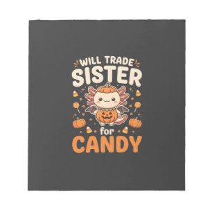 Axolotl Halloween Süßigkeiten Tausch Vektor Design Notizblock