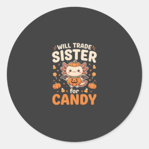 Axolotl Halloween Süßigkeiten Tausch Vektor Design Runder Aufkleber