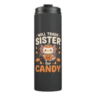 Axolotl Halloween Süßigkeiten Tausch Vektor Design Thermosbecher