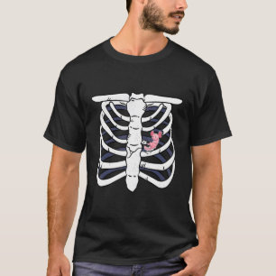 Axolotl Heart Fan Skelett Brust Kostüm Carneval T-Shirt