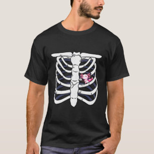 Axolotl Heart Fan Skelett Brust Kostüm Carneval T-Shirt