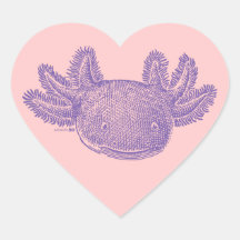 Axolotl-Herz-Aufkleber - PURPUR & ROSA - 20 Blatt