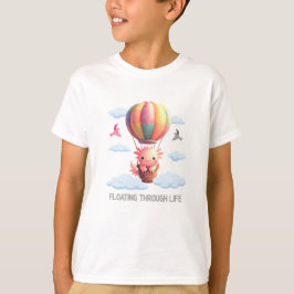 Axolotl in einem bunten Heißluftballon T-Shirt