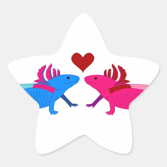 Axolotl in Love Stern-Aufkleber (Vorderseite)