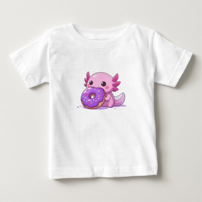 Axolotl isst lila Donuts. Baby T-shirt (Vorderseite)