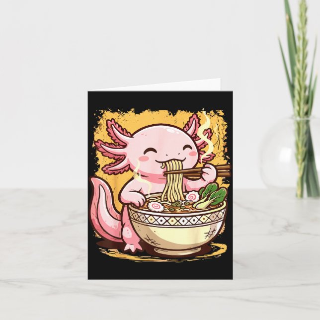 Axolotl isst Ramen-Nudeln  Karte (Vorderseite)