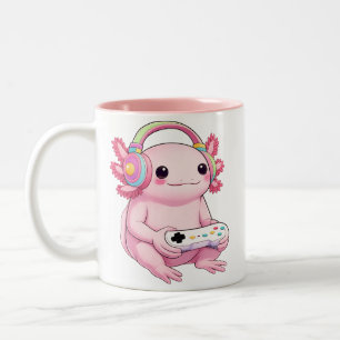 Axolotl Japanischer Gamer Frosch Kunst Männer Frau Zweifarbige Tasse