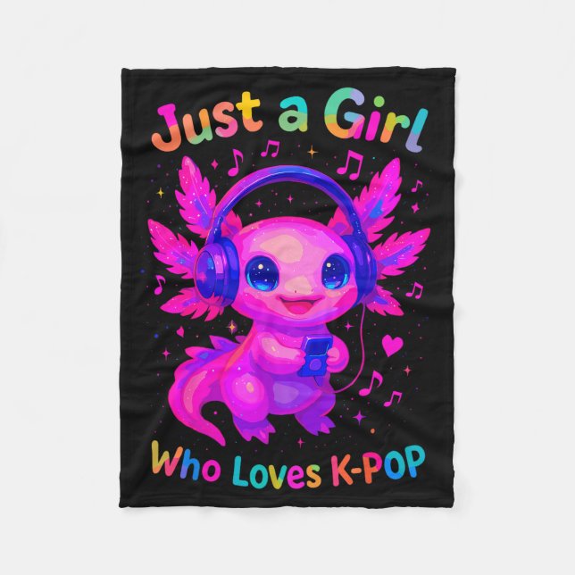 Axolotl Just A Girl Who Loves K-p  Fleecedecke (Vorderseite)