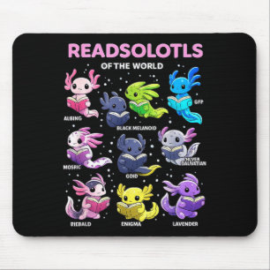 Axolotl kawaii readsolotl der Welt Axolotl Mousepad