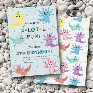 Axolotl Kids Niedlich Salamander Blue Birthday Par Einladung