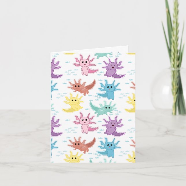 Axolotl Kids Niedlich Salamander Muster Karte (Vorderseite)