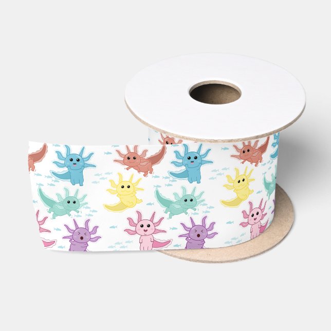 Axolotl Kids Niedlich Salamander Muster Satinband (Spule)