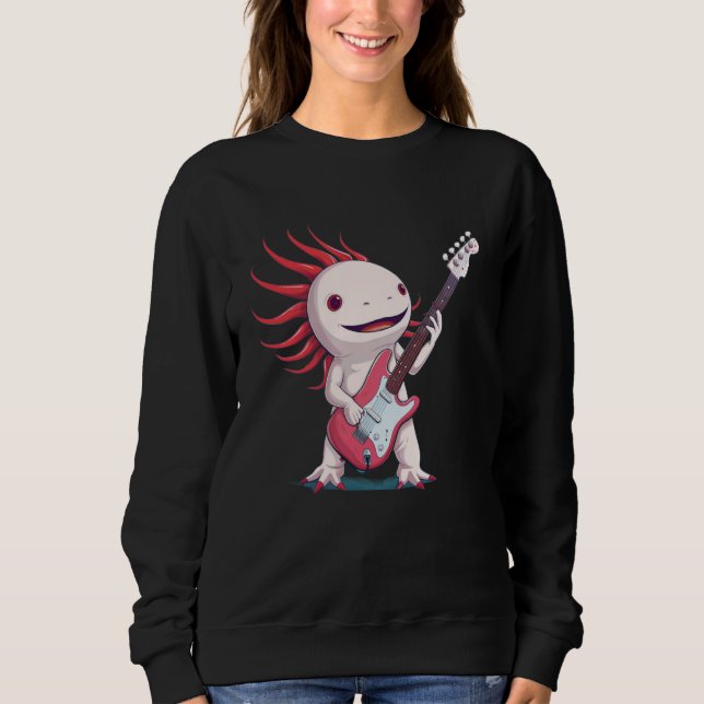 Axolotl-Kostüm rocken mit elektrischer Gitarre Sweatshirt (Vorderseite)