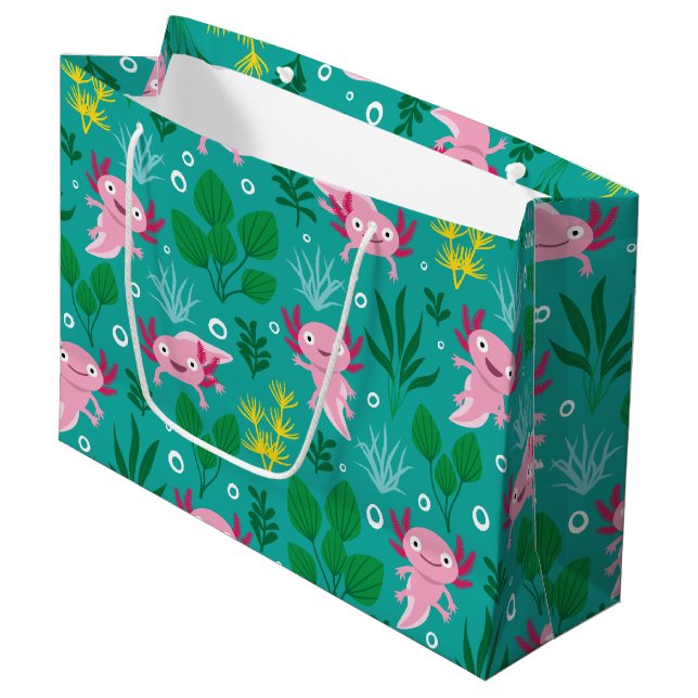 Axolotl Large Gift Bag Große Geschenktüte (Vorderseite Schrägansicht)