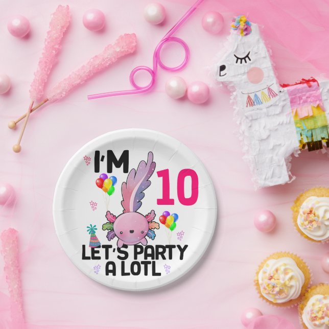 Axolotl Let's Party Alot Amphibien Salamander Pappteller (Party)