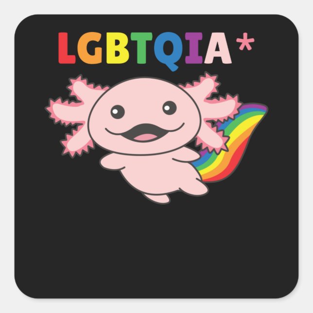 Axolotl - LGBT-Flag mit Regenbogenfarben Quadratischer Aufkleber (Vorderseite)