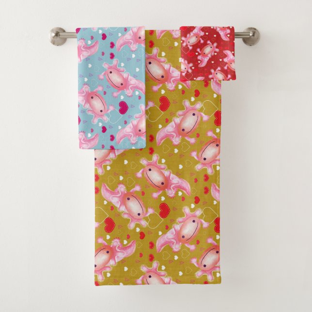 Axolotl-Liebe  Badhandtuch Set (Insitu)