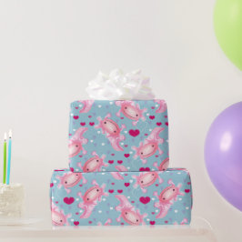 Axolotl-Liebe pink Geschenkpapier