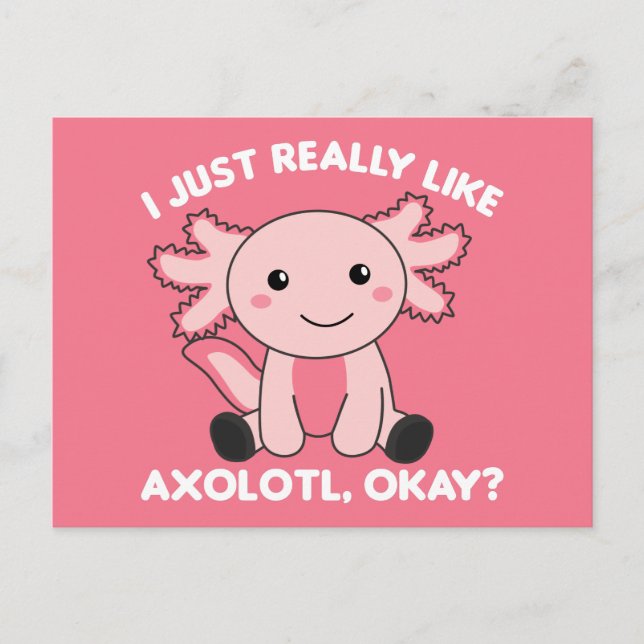 Axolotl liebt Niedliche Tiere für Kinder Pink Post Postkarte (Vorderseite)