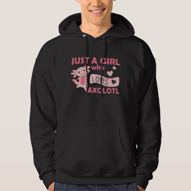 Axolotl liebt süße Tiere für Mädchen rosa Hoodie (Vorderseite)