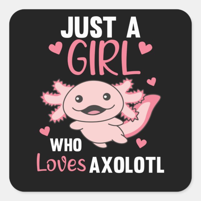 Axolotl liebt süße Tiere für Mädchen rosa Quadratischer Aufkleber (Vorderseite)