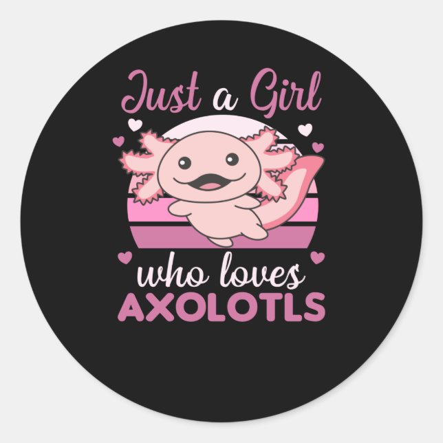 Axolotl liebt süße Tiere für Mädchen rosa Runder Aufkleber (Vorderseite)
