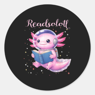 Axolotl liest Buch kawaii Lesebücher für Männer Runder Aufkleber