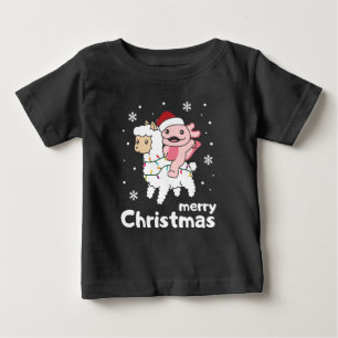 Axolotl Llama Alpaca Frohe Weihnachtstiere Baby T-shirt
