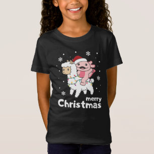 Axolotl Llama Alpaca Frohe Weihnachtstiere T-Shirt