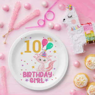 Axolotl Lovers Birthday Girl Salamander Amphibienu Pappteller
