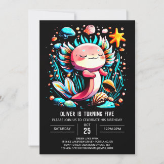 Axolotl Magical Watercolor Geburtstag Einladung