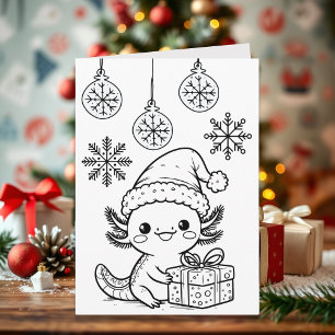 Axolotl-Malvorlage Weihnachten Karte