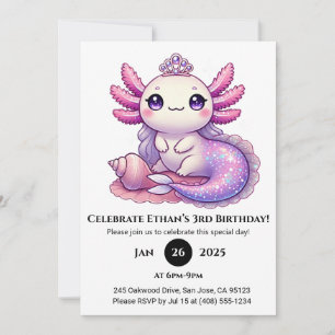 Axolotl Mermaid Princess Birthday Einladung