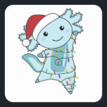 Axolotl Merry Christmas Winter Animals Axolotls Quadratischer Aufkleber<br><div class="desc">The axolotl for Christmas with fairy lights. Funny animals with gifts and snow for the holidays. Also funny for Christmas in July. Axolotls are cute animals and perfect for Christmas.</div>