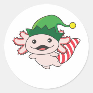 Axolotl Merry Christmas Winter Elf Axolotl Classic Runder Aufkleber