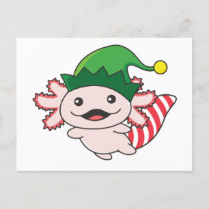 Axolotl Merry Christmas Winter Elf Axolotl Postcar Postkarte
