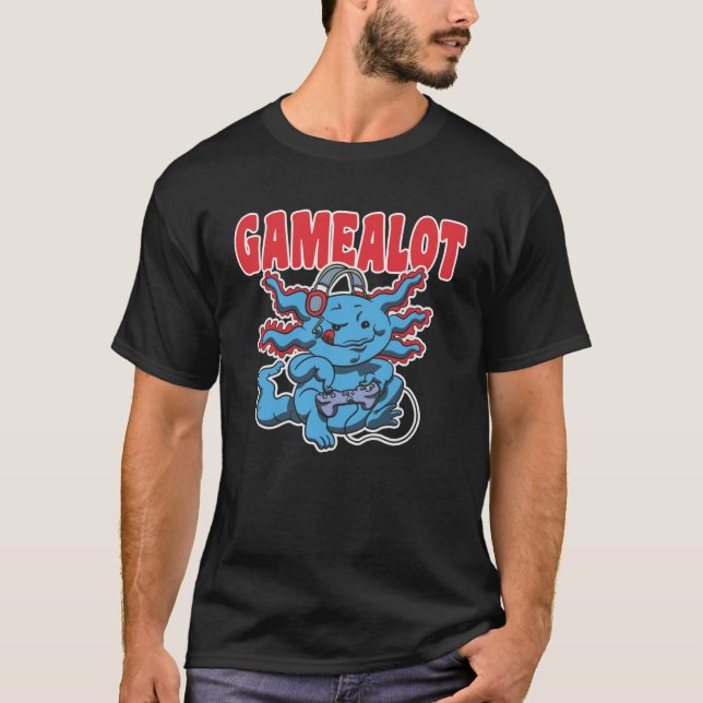 Axolotl mit Controller und dem Sprichwort Gamealot T-Shirt (Vorderseite)