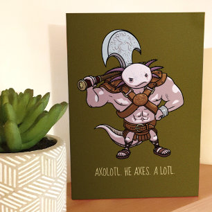 Axolotl mit einer Axt Gladiatorenkrieger Kunstwerk Karte