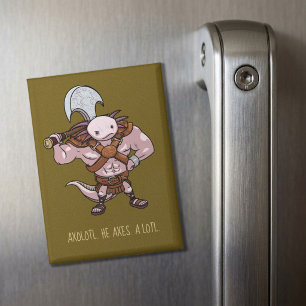 Axolotl mit einer Axt Gladiatorenkrieger Kunstwerk Magnet