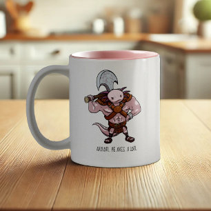 Axolotl mit einer Axt Gladiatorenkrieger Kunstwerk Zweifarbige Tasse