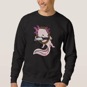 Axolotl mit Messer Fischliebhaber Lustig Premium Sweatshirt