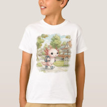 Axolotl mit Rucksack – Wasserfarbe Kinder