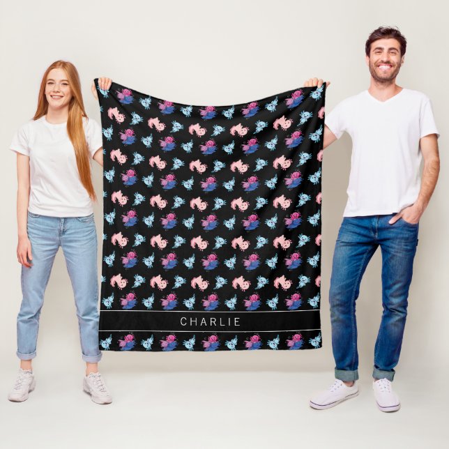 Axolotl-Monogramm-Muster Fleecedecke (Beispiel)
