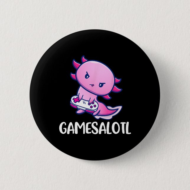 Axolotl Niedlich Play Video Game Button (Vorderseite)